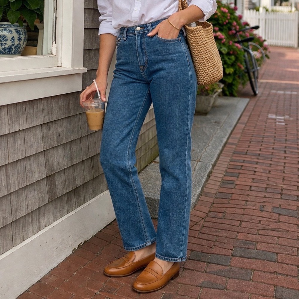 Abercrombie Fitch The 90s Straight Mid Rise Jeans Blue Medium Wash 28 Regular S2